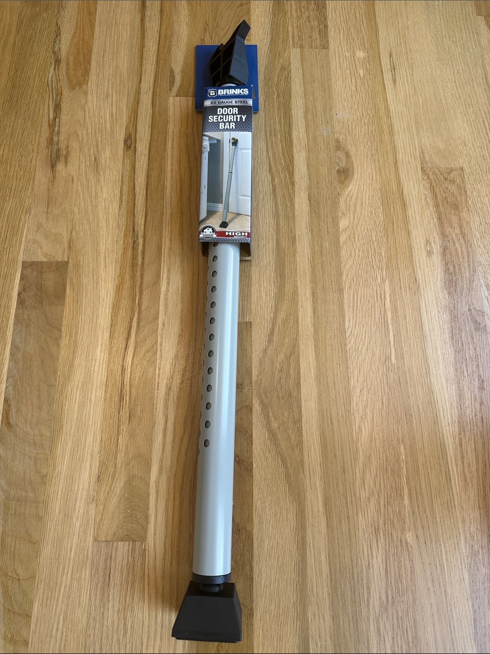 Brinks Silver Door Security Bar with Black Caps
